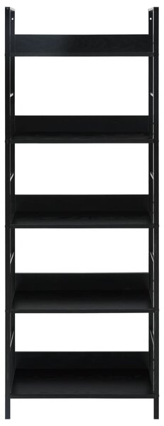 5 szintes fekete szerelt fa könyvespolc 60 x 27,6 x 158,5 cm