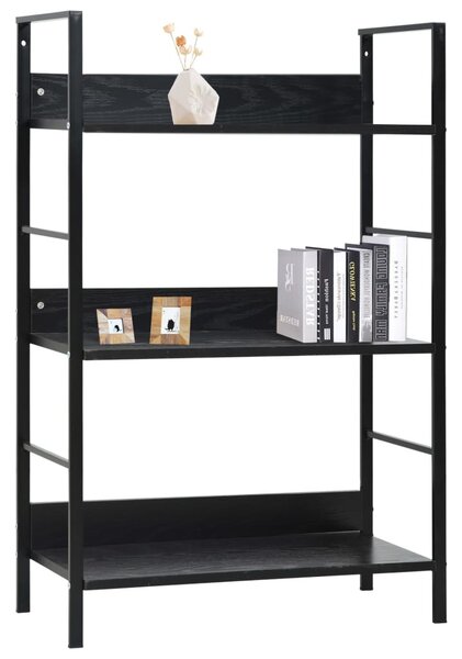 3 szintes fekete szerelt fa könyvespolc 60 x 27,6 x 90,5 cm