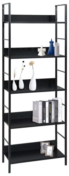5 szintes fekete szerelt fa könyvespolc 60 x 27,6 x 158,5 cm