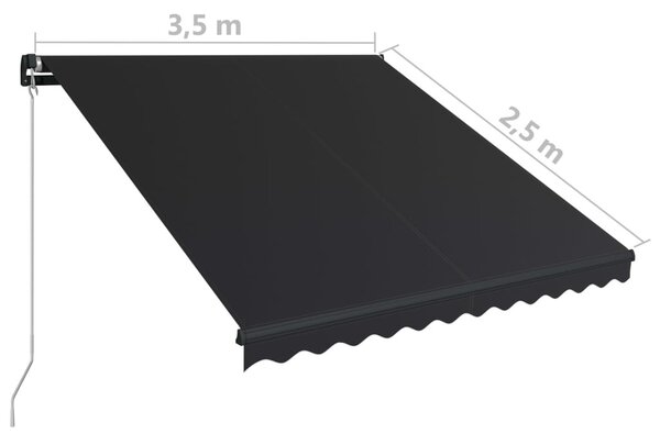 Antracitszürke kézzel behúzható napellenző 350 x 250 cm