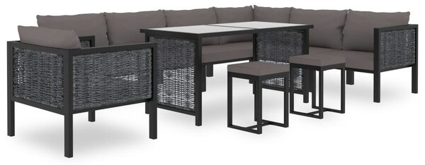 Antracitszürke polyrattan sarokkanapé-elem bal oldali karfával