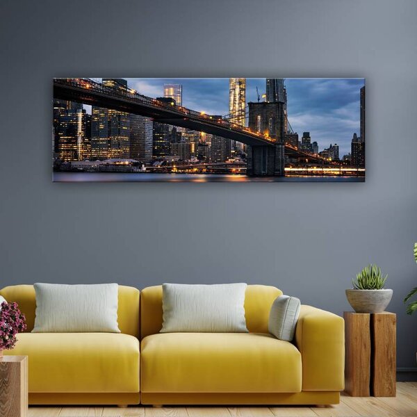 70x40 cm - New York bridge éjszakai fényekben vászonkép