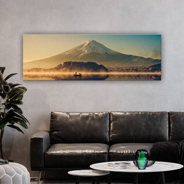 70x40 cm - Japán halászok és a Fuji vászonkép
