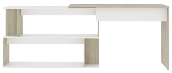 VidaXL Sarok Íróasztal - Fehér/Sonoma - 200x50x76 cm