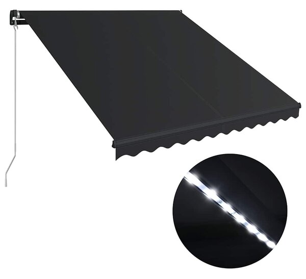 Antracitszürke kézzel kihúzható LED-es napellenző 300 x 250 cm