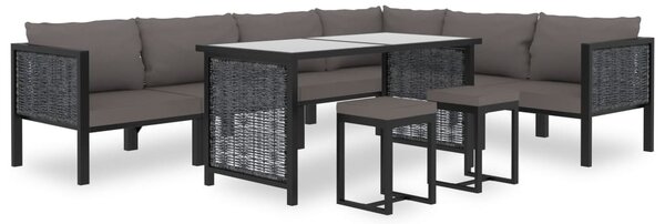 Antracitszürke polyrattan sarokkanapé-elem bal oldali karfával