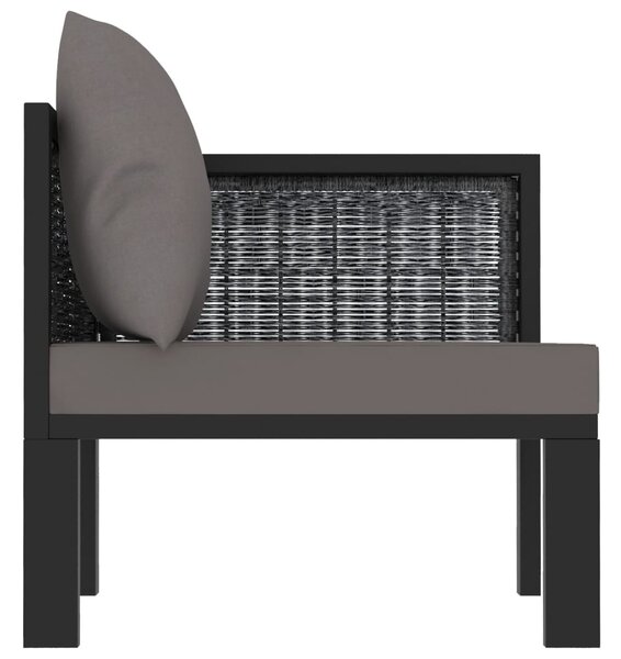 Antracitszürke polyrattan sarokkanapé-elem bal oldali karfával