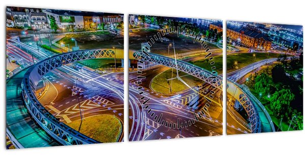 Kép - éjszakai panoráma (órával) (90x30 cm)
