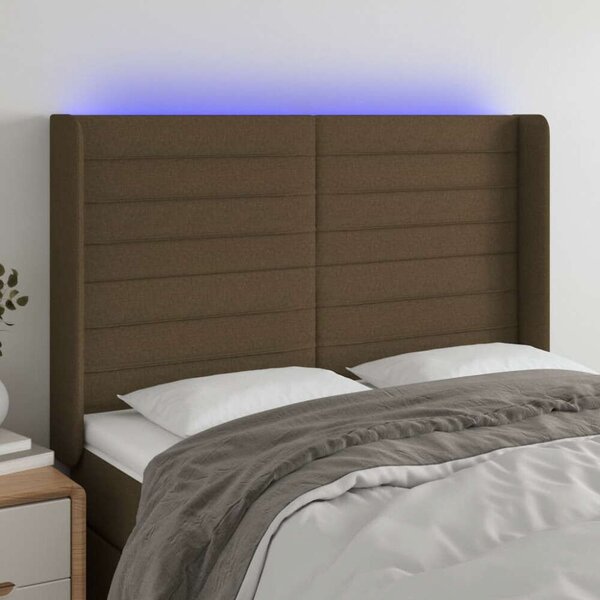 VidaXL LED Ágyfejtámla - Sötétbarna - 147cm