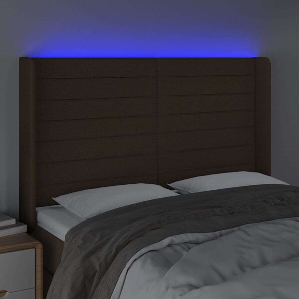VidaXL LED Ágyfejtámla - Sötétbarna - 147cm