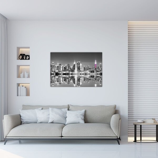 Kép - New York és a lila felhőkarcoló (90x60 cm)