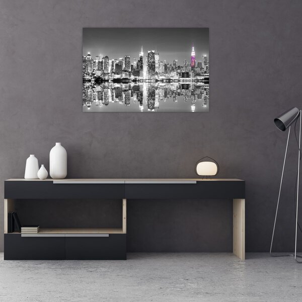 Kép - New York és a lila felhőkarcoló (90x60 cm)