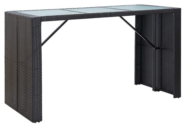 VidaXL 7 részes fekete polyrattan kerti bárszett párnákkal