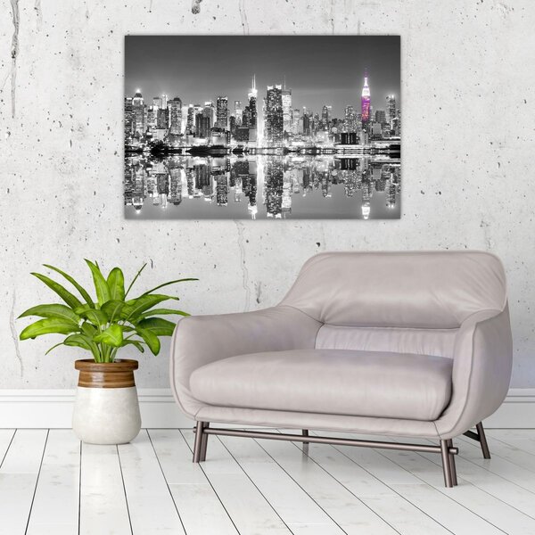 Kép - New York és a lila felhőkarcoló (90x60 cm)