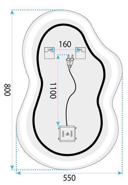LED Tükör UNO 80x55 cm
