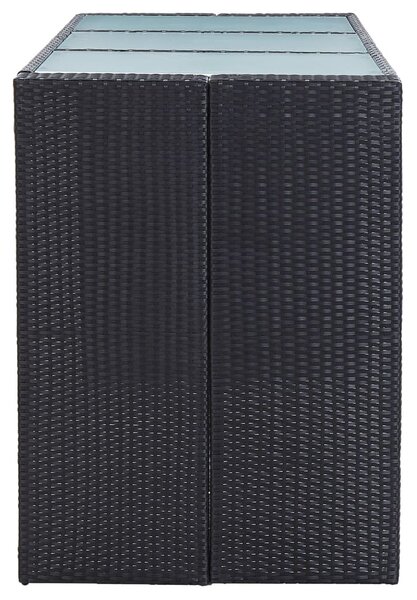 VidaXL 7 részes fekete polyrattan kerti bárszett párnákkal