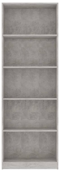 5-szintes betonszürke szerelt fa könyvszekrény 60 x 24 x 175 cm