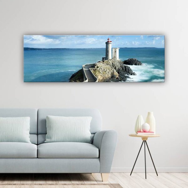 70x40 cm - Világítótorony a hullámok közt vászonkép