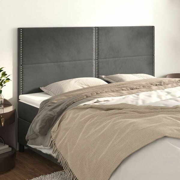 VidaXL Bársony Fejtámla Szett - 4 db - Sötétszürke - 80x5x78/88cm