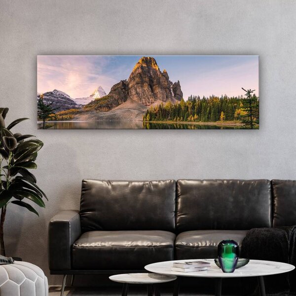 70x40 cm - Hegyek tükörképe a tavon vászonkép