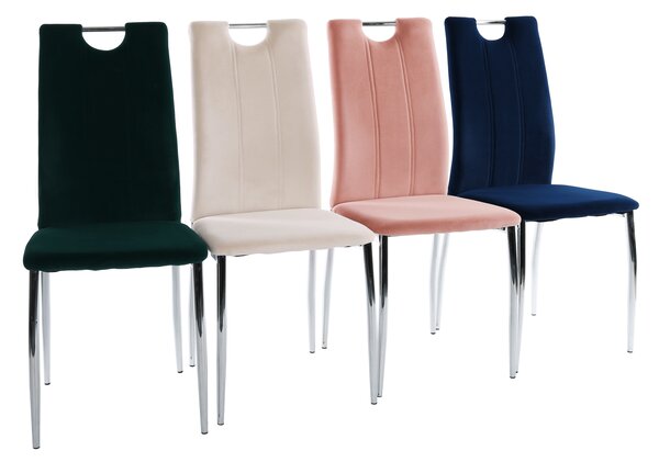 KONDELA Étkezőszék, bézs Dulux Velvet szövet/króm, OLIVA NEW