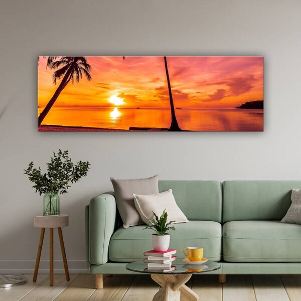 70x40 cm - Karibi naplemente pálmafákkal vászonkép