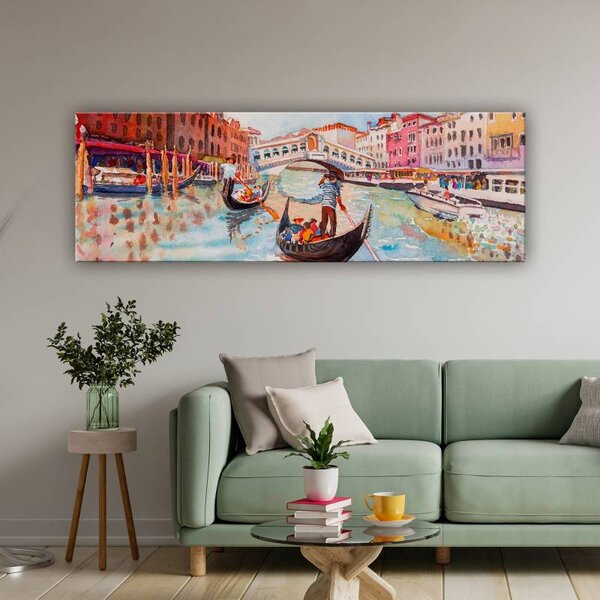 70x40 cm - Vintage Gondolák Velencében vászonkép