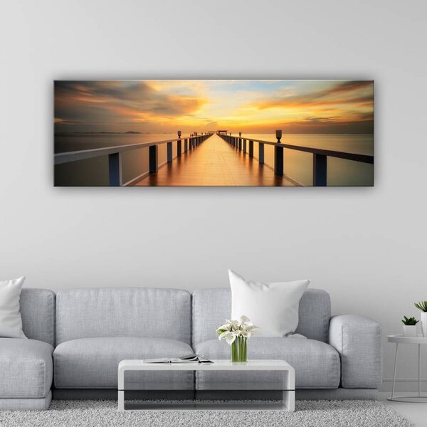 70x40 cm - Naplemente és stég vászonkép