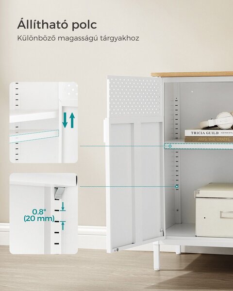 BRIX fém tárolószekrény, 76x80x40cm, barna/fehér SongmicsHome