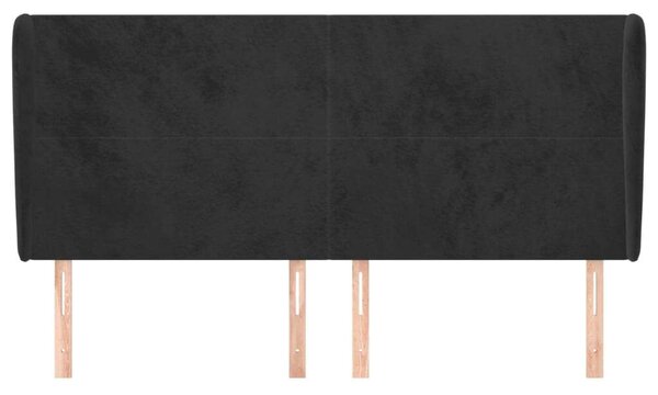 VidaXL Fekete Bársony Ágyfejtámla Szárnyakkal - 183x23x118/128 cm