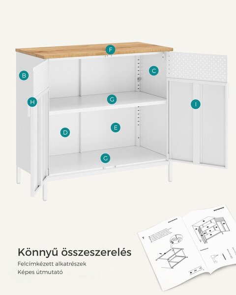 BRIX fém tárolószekrény, 76x80x40cm, barna/fehér SongmicsHome