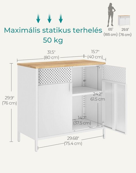 BRIX fém tárolószekrény, 76x80x40cm, barna/fehér SongmicsHome