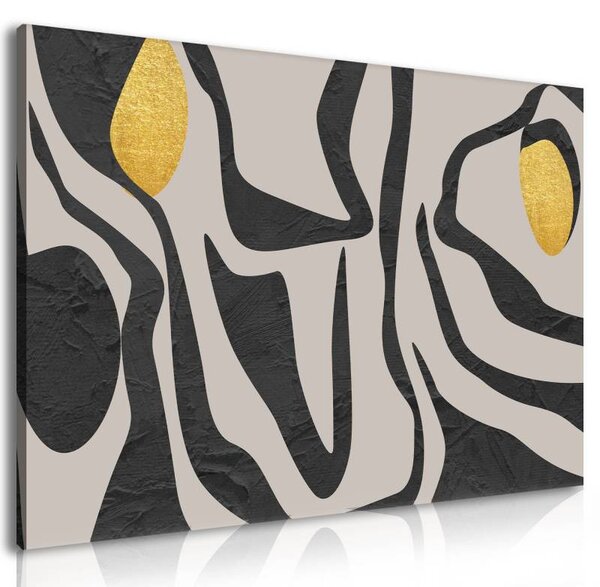 70x40 cm - Arany fekete absztrakt zebra mintázat vászonkép
