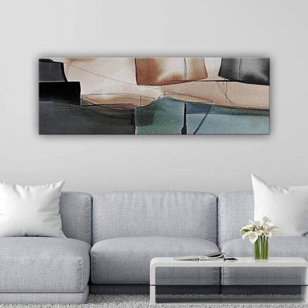 70x40 cm - Zöld barna fekete absztrakt vászonkép