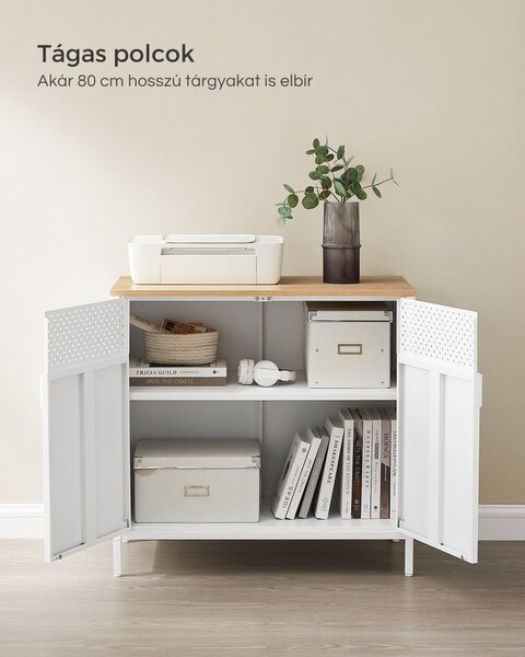 BRIX fém tárolószekrény, 76x80x40cm, barna/fehér SongmicsHome