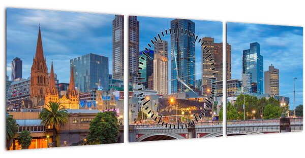 Melbourne város képe (órával) (90x30 cm)
