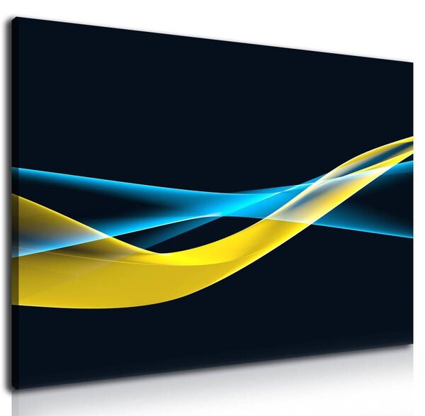 70x40 cm - Kék és sárga lágy absztrakt hullám vászonkép