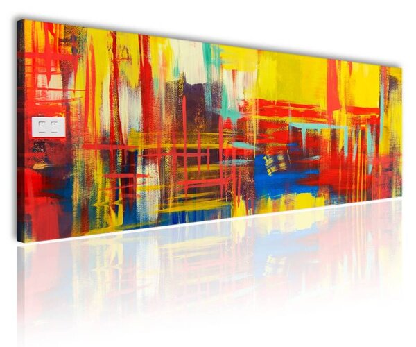 70x40 cm - Sárga piros kék absztrakt színkavalád vászonkép