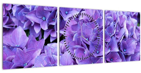 Lila virágok képe (órával) (90x30 cm)