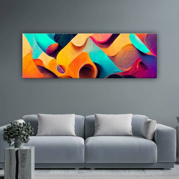 70x40 cm - Színes hullámok absztrakt vászonkép
