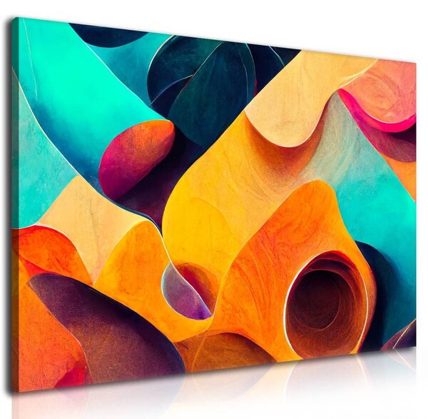 70x40 cm - Színes hullámok absztrakt vászonkép