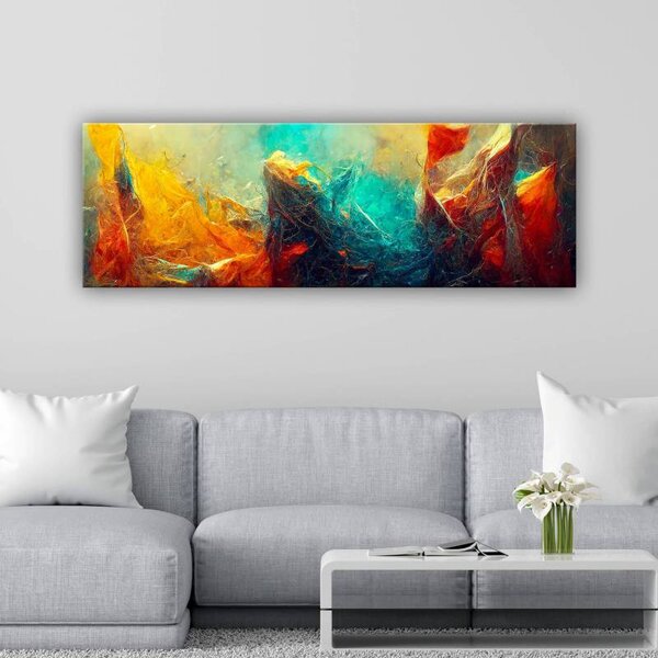 70x40 cm - Absztrakt színes húrok vászonkép