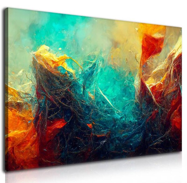 70x40 cm - Absztrakt színes húrok vászonkép