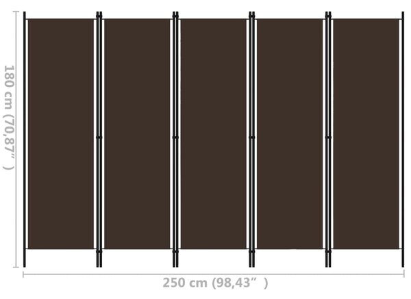 Barna 5 paneles paraván 250 x 180 cm