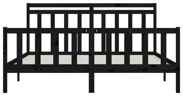 VidaXL fekete tömör fenyőfa ágykeret 200x200 cm
