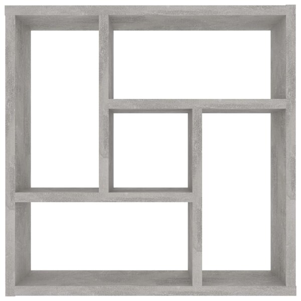 Betonszürke szerelt fa fali polc 45,1 x 16 x 45,1 cm