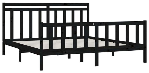 VidaXL fekete tömör fenyőfa ágykeret 200x200 cm