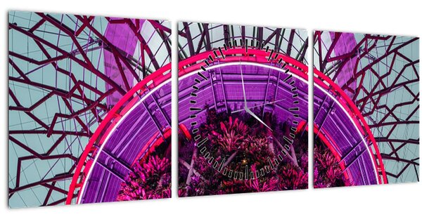 Absztrakt kép - lila ágak (órával) (90x30 cm)