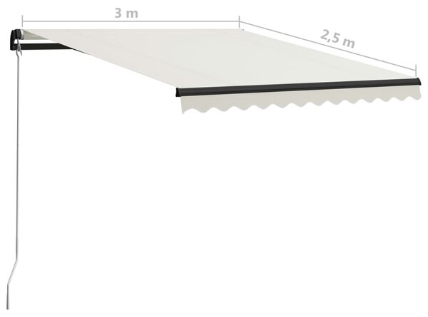 Krémszínű kézzel kihúzható napellenző 300 x 250 cm