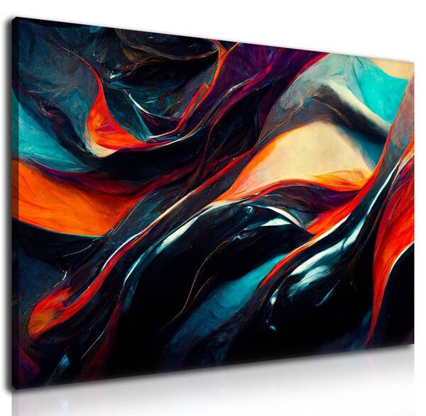 70x40 cm - Fekete és piros absztrakt vászonkép